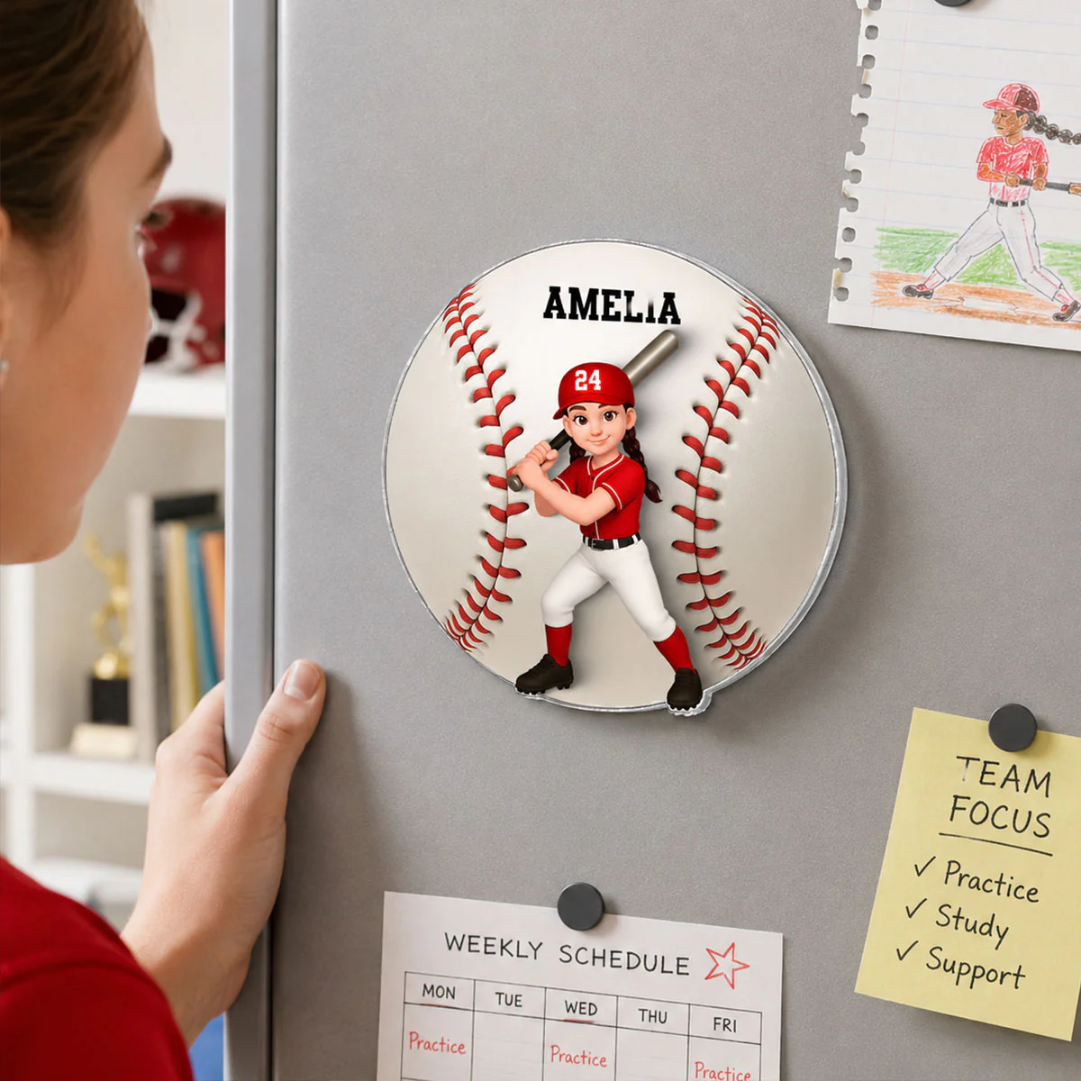 Baseball Boy & Girl - Personalized Acrylic Locker Magnet - Back To School Gift For Daughters, Sons, Grandkids, Teenagers, Teen Girl, Teen Boy - Image 7