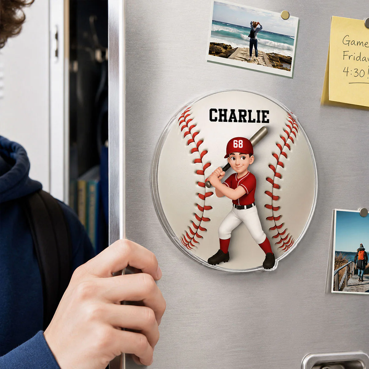 Baseball Boy & Girl - Personalized Acrylic Locker Magnet - Back To School Gift For Daughters, Sons, Grandkids, Teenagers, Teen Girl, Teen Boy - Image 9