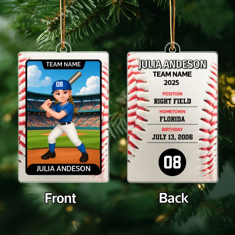 Baseball Card - Personalized Acrylic Ornament - Christmas Gift for Sons, Grandson, Daughter, Granddaughter - Image 11
