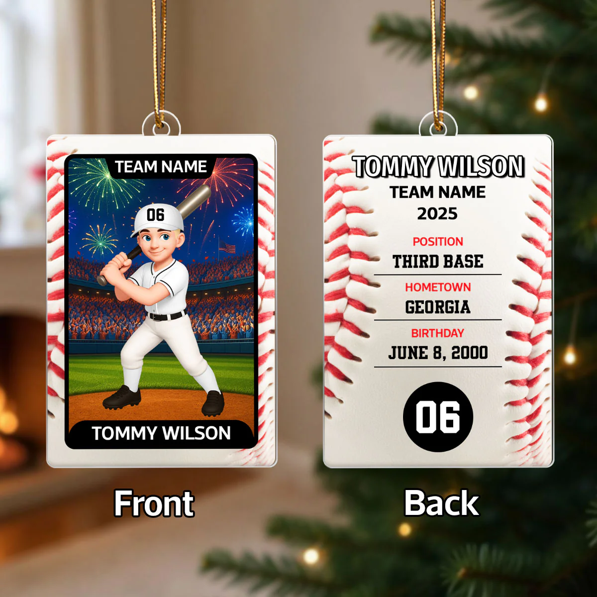 Baseball Card - Personalized Acrylic Ornament - Christmas Gift for Sons, Grandson, Daughter, Granddaughter - Image 5