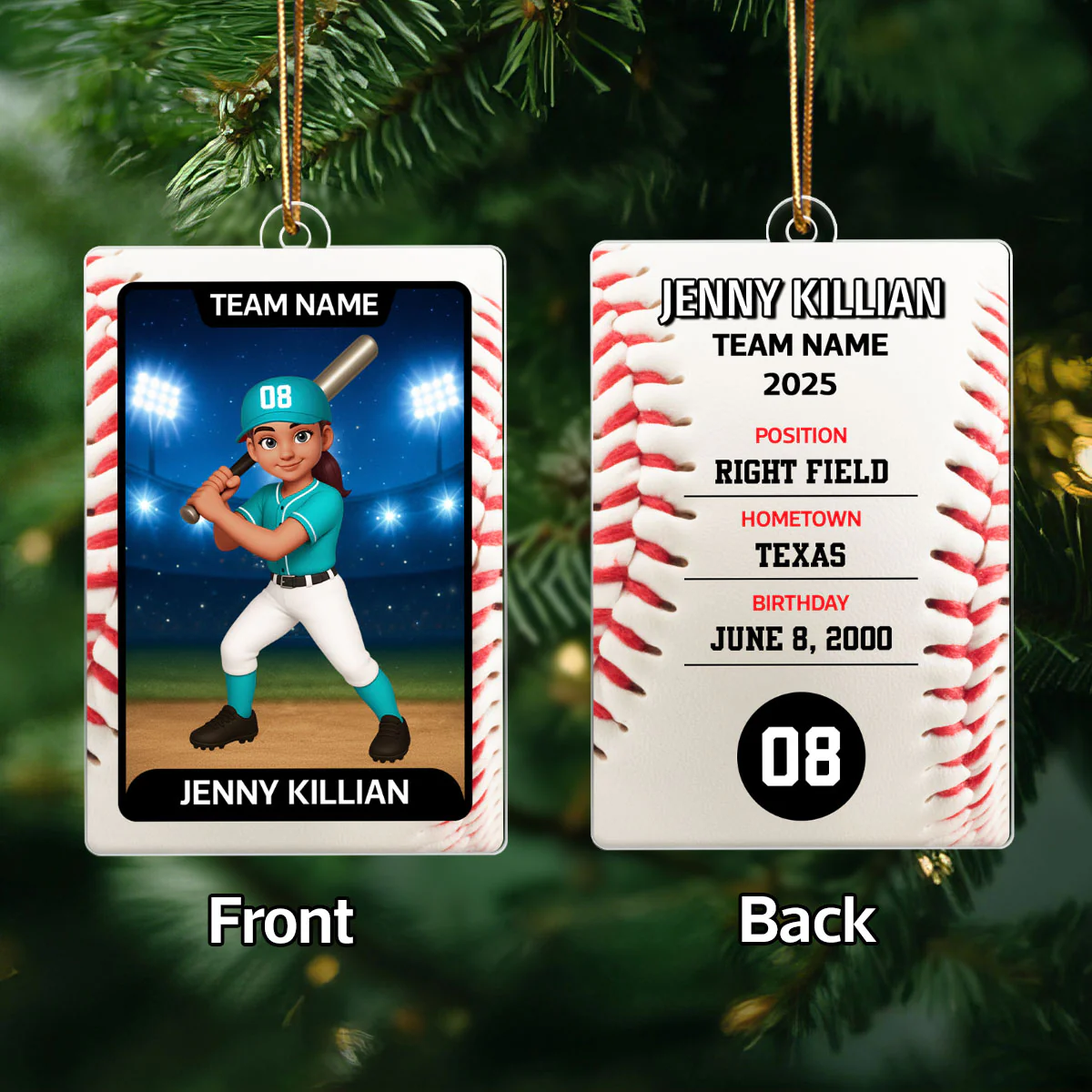 Baseball Card - Personalized Acrylic Ornament - Christmas Gift for Sons, Grandson, Daughter, Granddaughter - Image 8