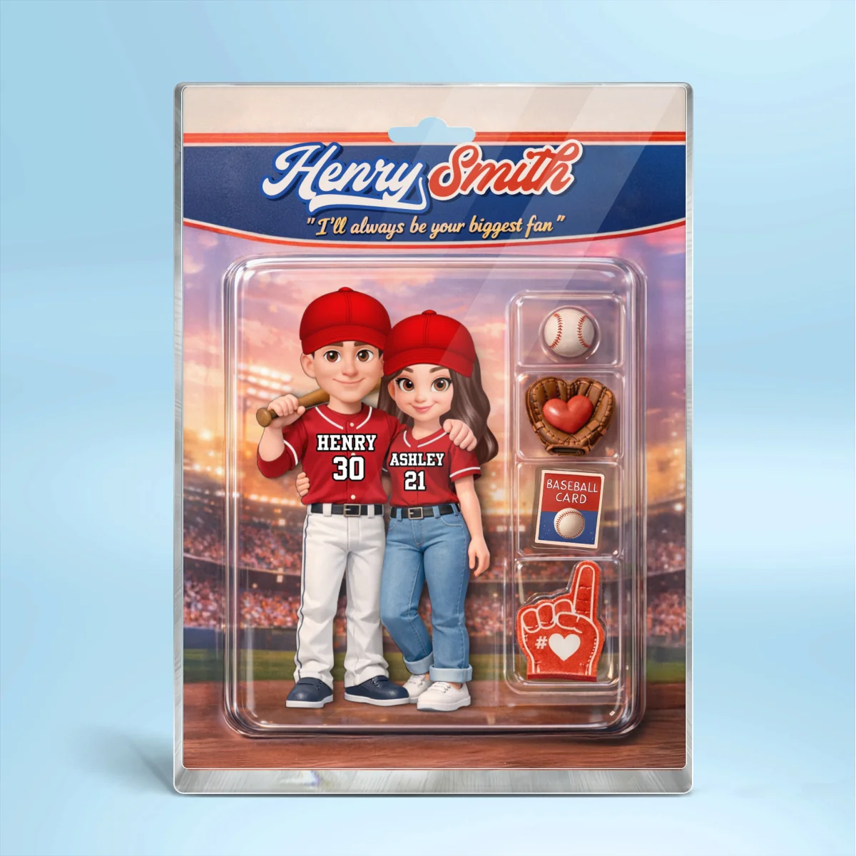 Baseball Couple I'll Always Be Your Biggest Fan Custom Action Figure - Personalized Acrylic Block Plaque - Sentimental Gift for Him - Image 9