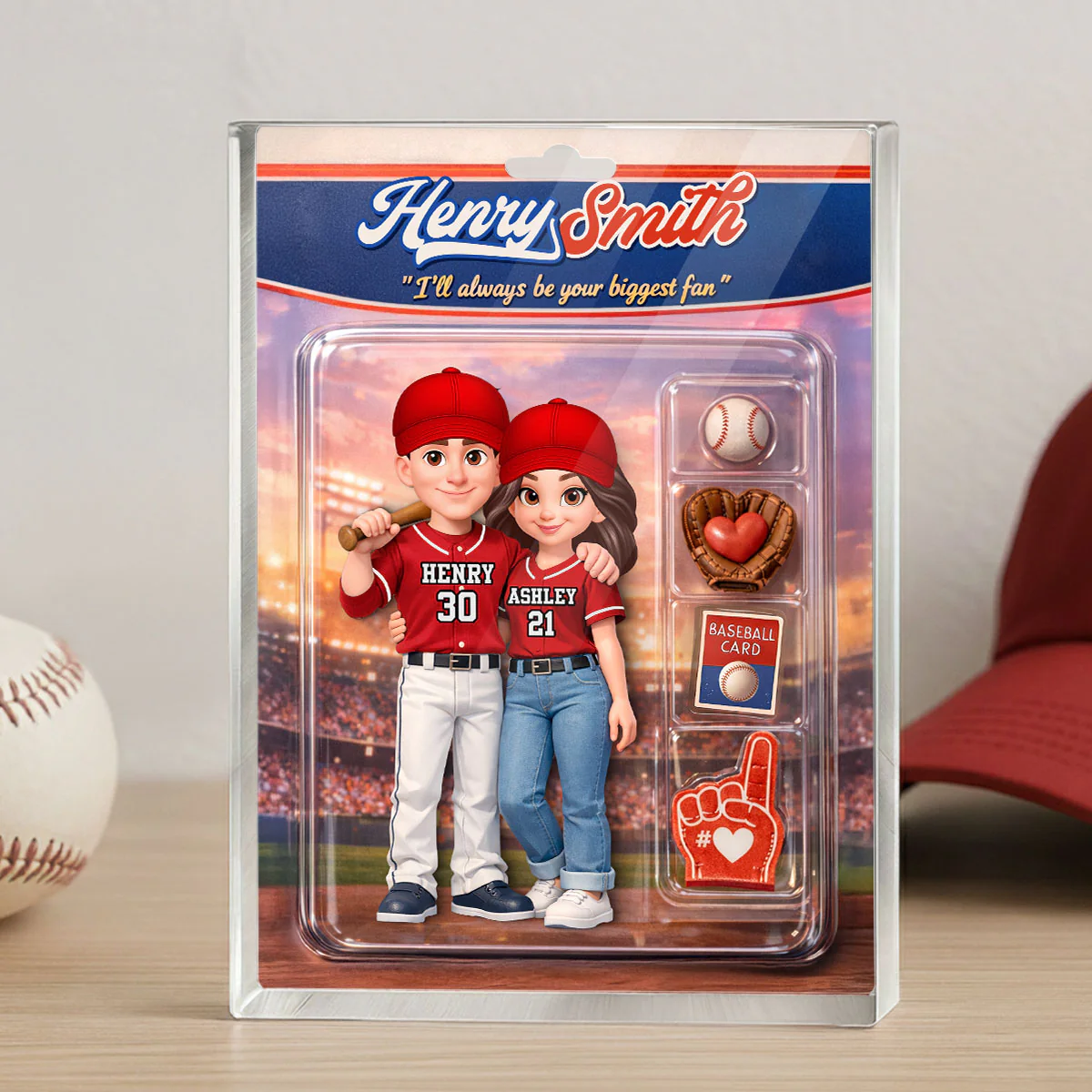 Sport Couple I'll Always Be Your Biggest Fan Custom Action Figure - Personalized Acrylic Block Plaque - Sentimental Gift for Him - Image 4