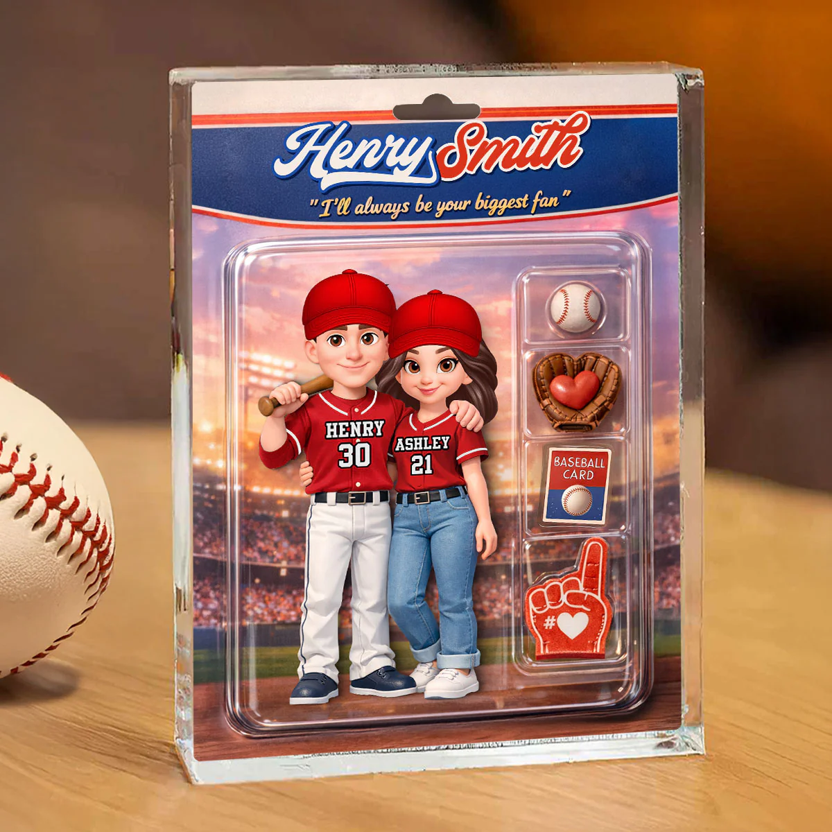 Sport Couple I'll Always Be Your Biggest Fan Custom Action Figure - Personalized Acrylic Block Plaque - Sentimental Gift for Him - Image 5