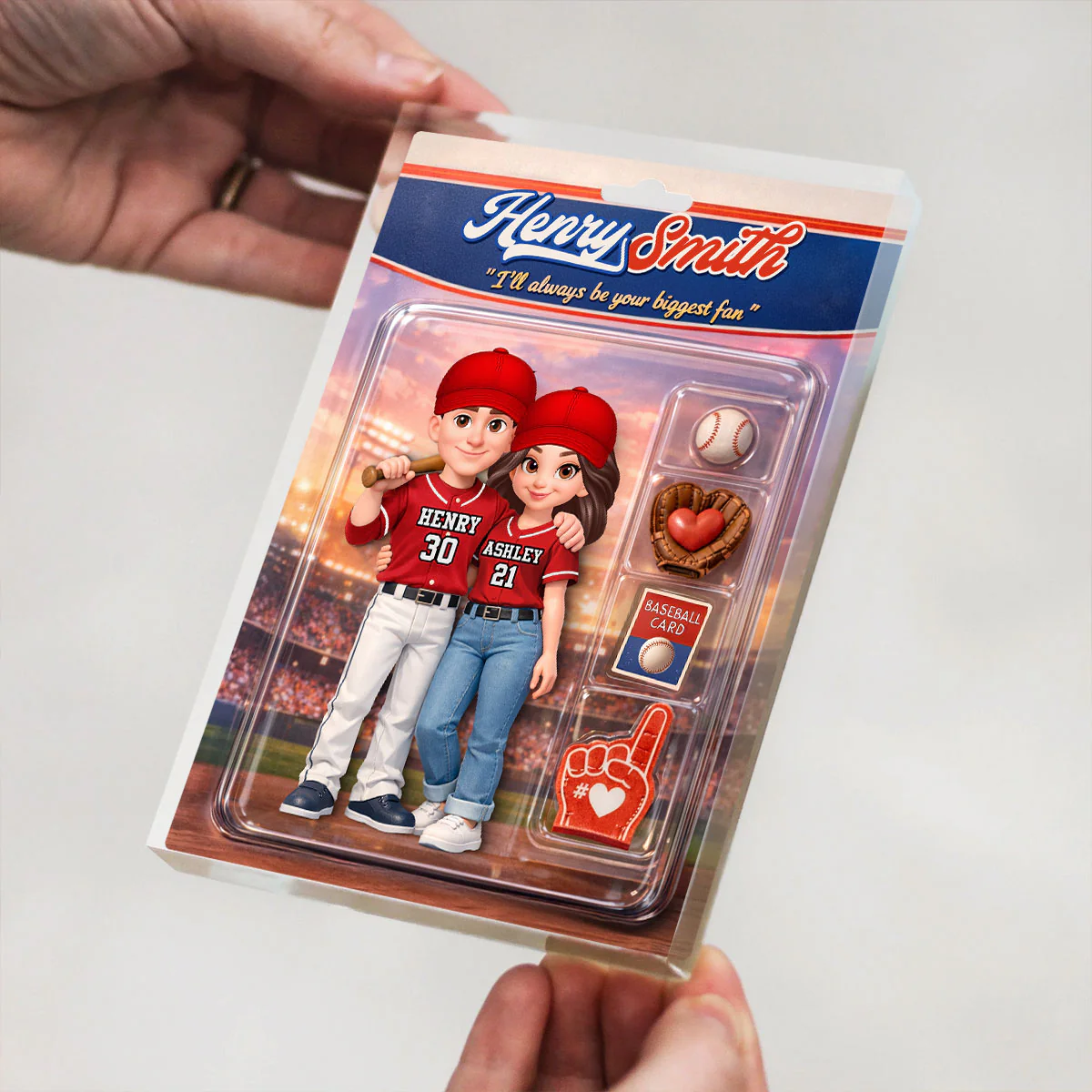 Sport Couple I'll Always Be Your Biggest Fan Custom Action Figure - Personalized Acrylic Block Plaque - Sentimental Gift for Him - Image 7
