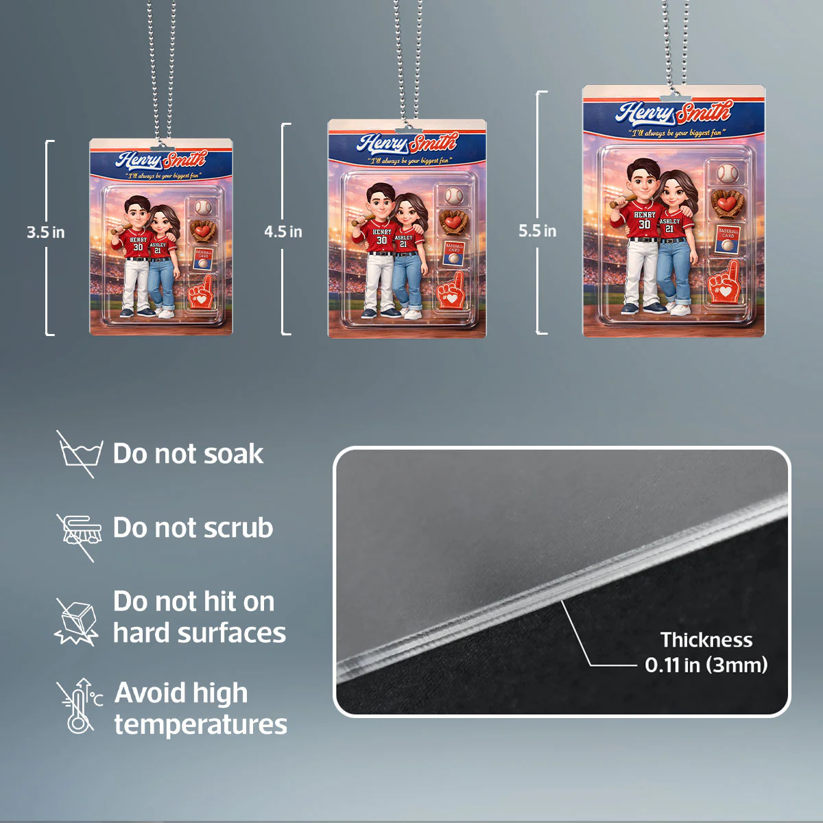 Baseball Couple I'll Always Be Your Biggest Fan Custom Action Figure - Personalized Acrylic Car Hanger - Sentimental Gift for Him - Image 7