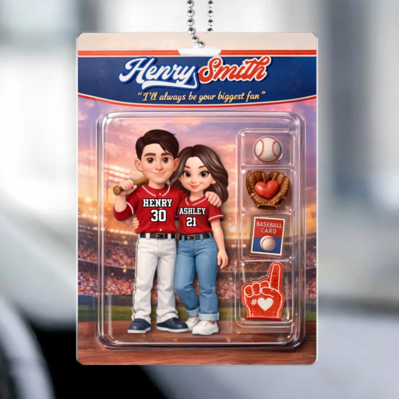Baseball Couple I'll Always Be Your Biggest Fan Custom Action Figure - Personalized Acrylic Car Hanger - Sentimental Gift for Him - Image 8