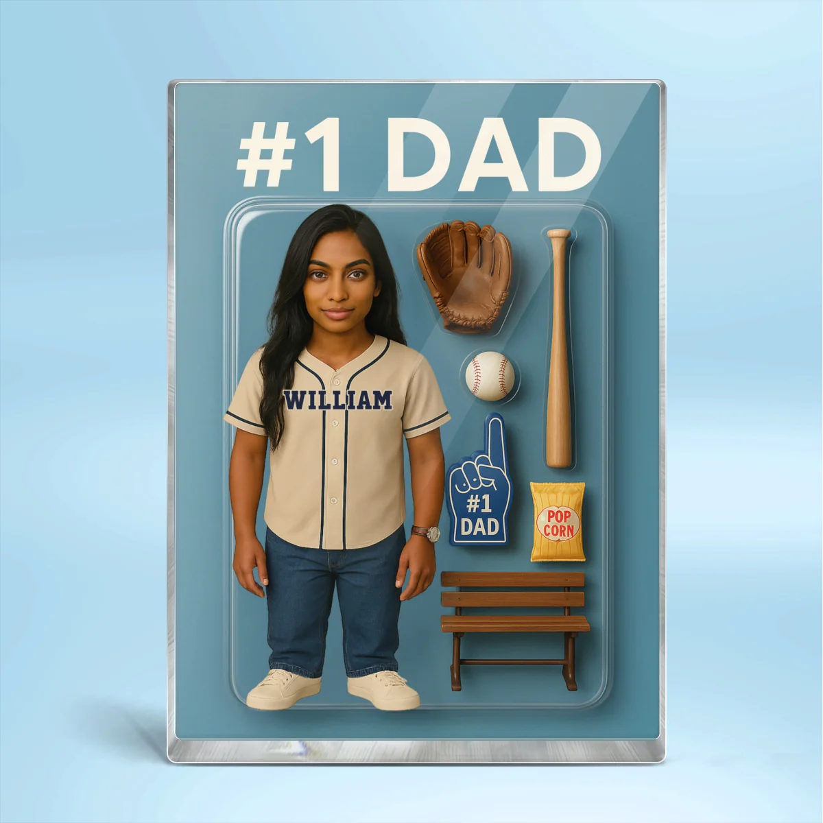 3D Effect Baseball Dad Custom Figure Personalized Rectangle Acrylic Block Plaque - Image 9