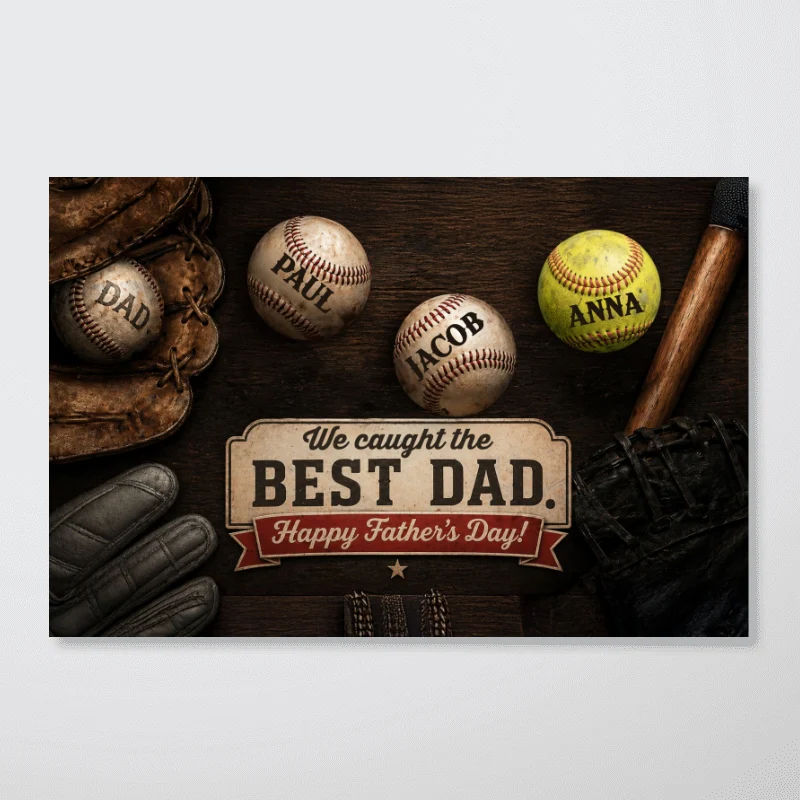 Baseball Dad and Children - Personalized Poster - Father's Day Gift for Dad, Husband - Image 10