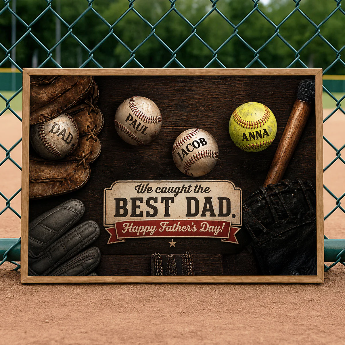 Baseball Dad and Children - Personalized Poster - Father's Day Gift for Dad, Husband - Image 3