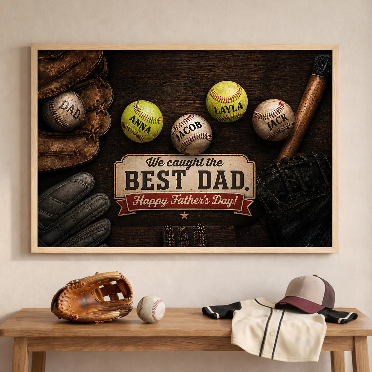 Baseball Dad and Children - Personalized Poster - Father's Day Gift for Dad, Husband - Image 4