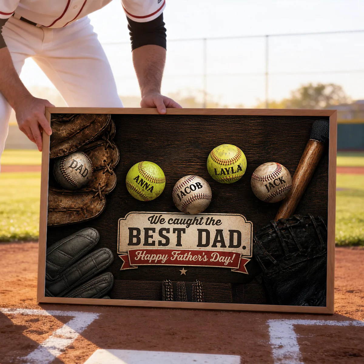 Baseball Dad and Children - Personalized Poster - Father's Day Gift for Dad, Husband - Image 5