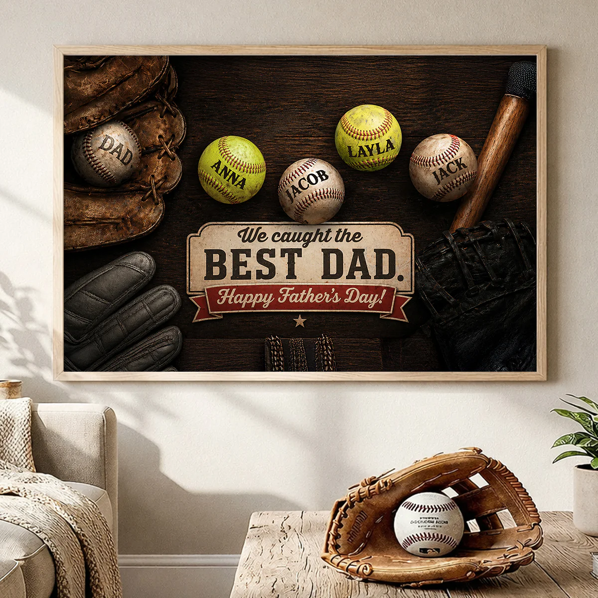 Baseball Dad and Children - Personalized Poster - Father's Day Gift for Dad, Husband - Image 6