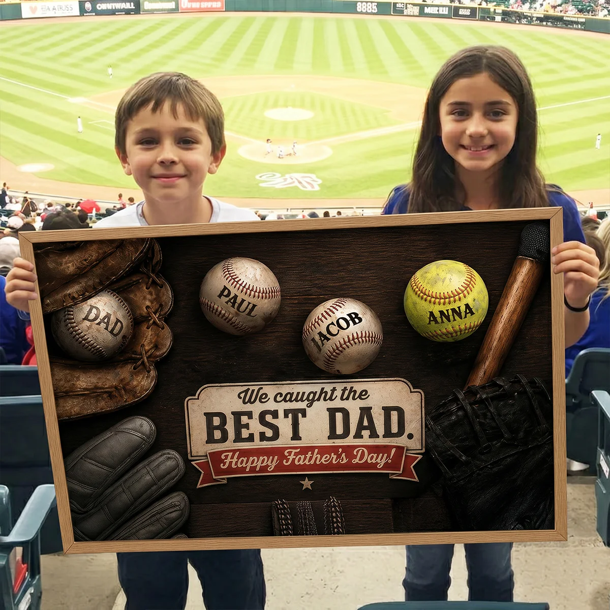 Baseball Dad and Children - Personalized Poster - Father's Day Gift for Dad, Husband - Image 7
