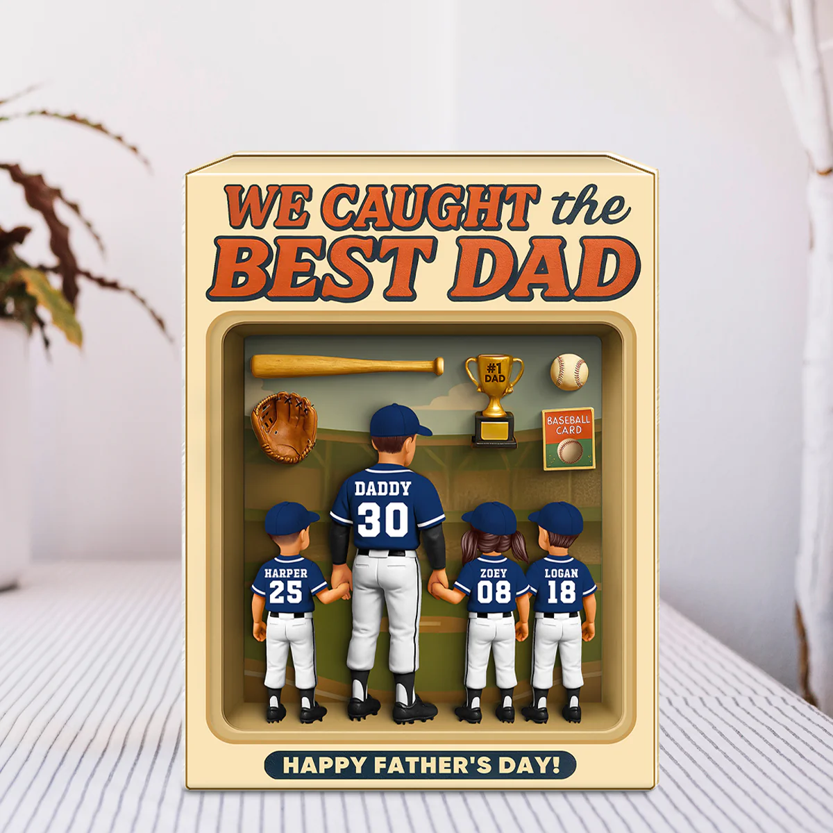 Baseball Dad And Kids, Custom Action Figure, Personalized Toy Box Acrylic Block, gift - Image 2
