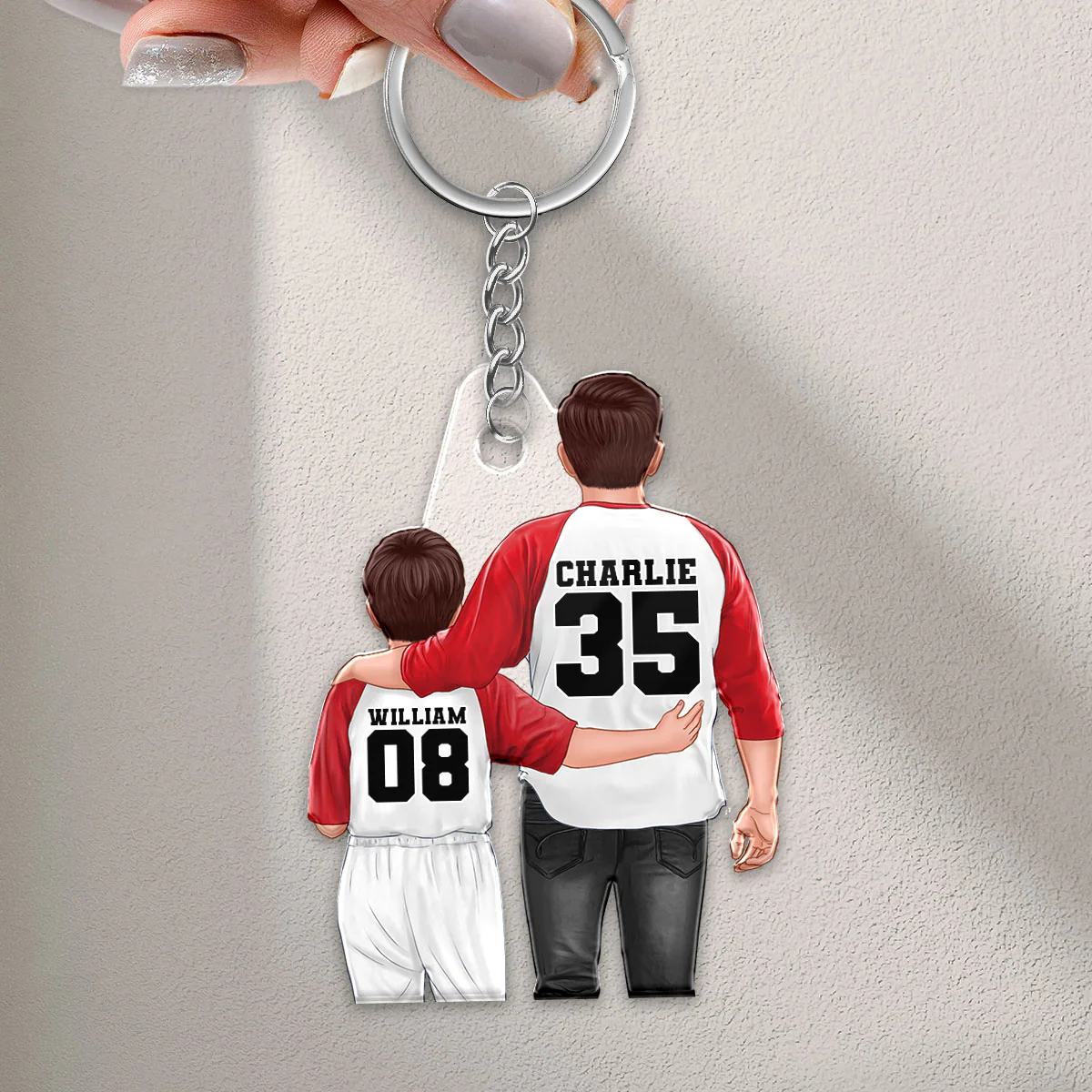 Baseball Dad And Kids Personalized Acrylic Keychain - Image 3
