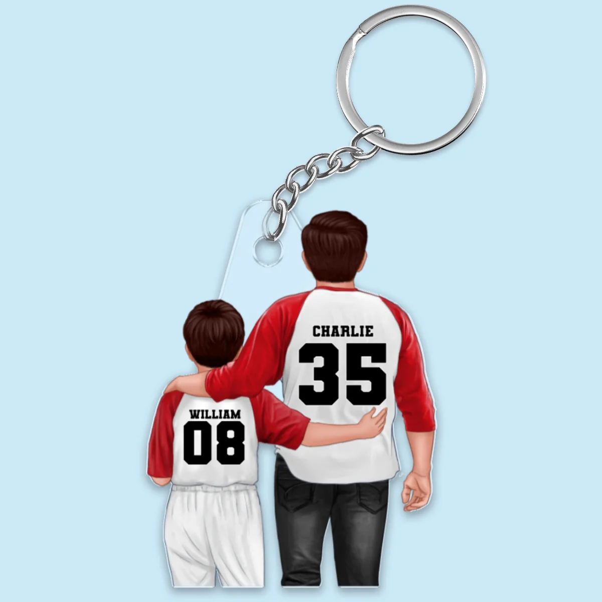Baseball Dad And Kids Personalized Acrylic Keychain - Image 5