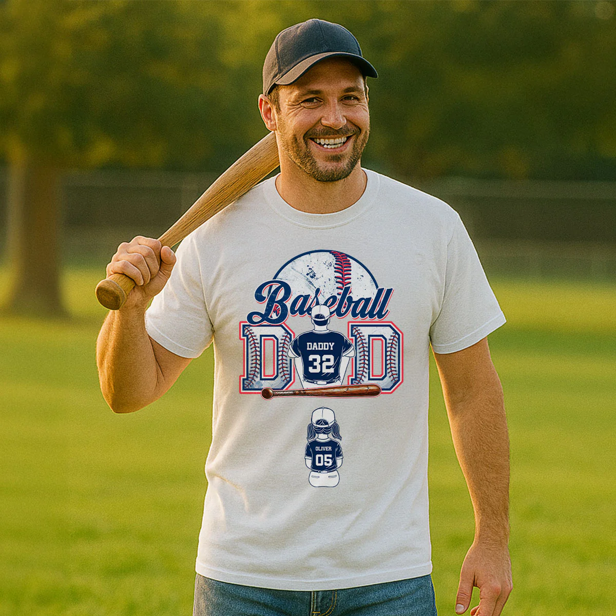 Baseball Dad And Kids Retro Personalized Shirt, Father's Day gift - Image 4