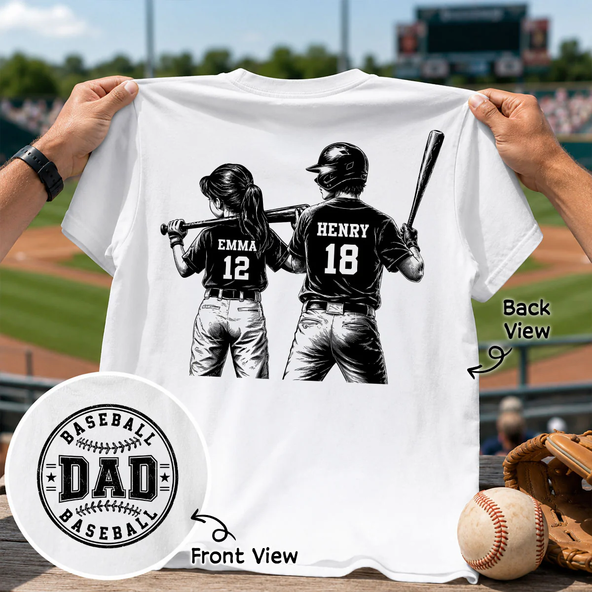 Baseball Dad Game Day - Personalized Shirt - Father's Day Gift for Dad, Husband - Image 2