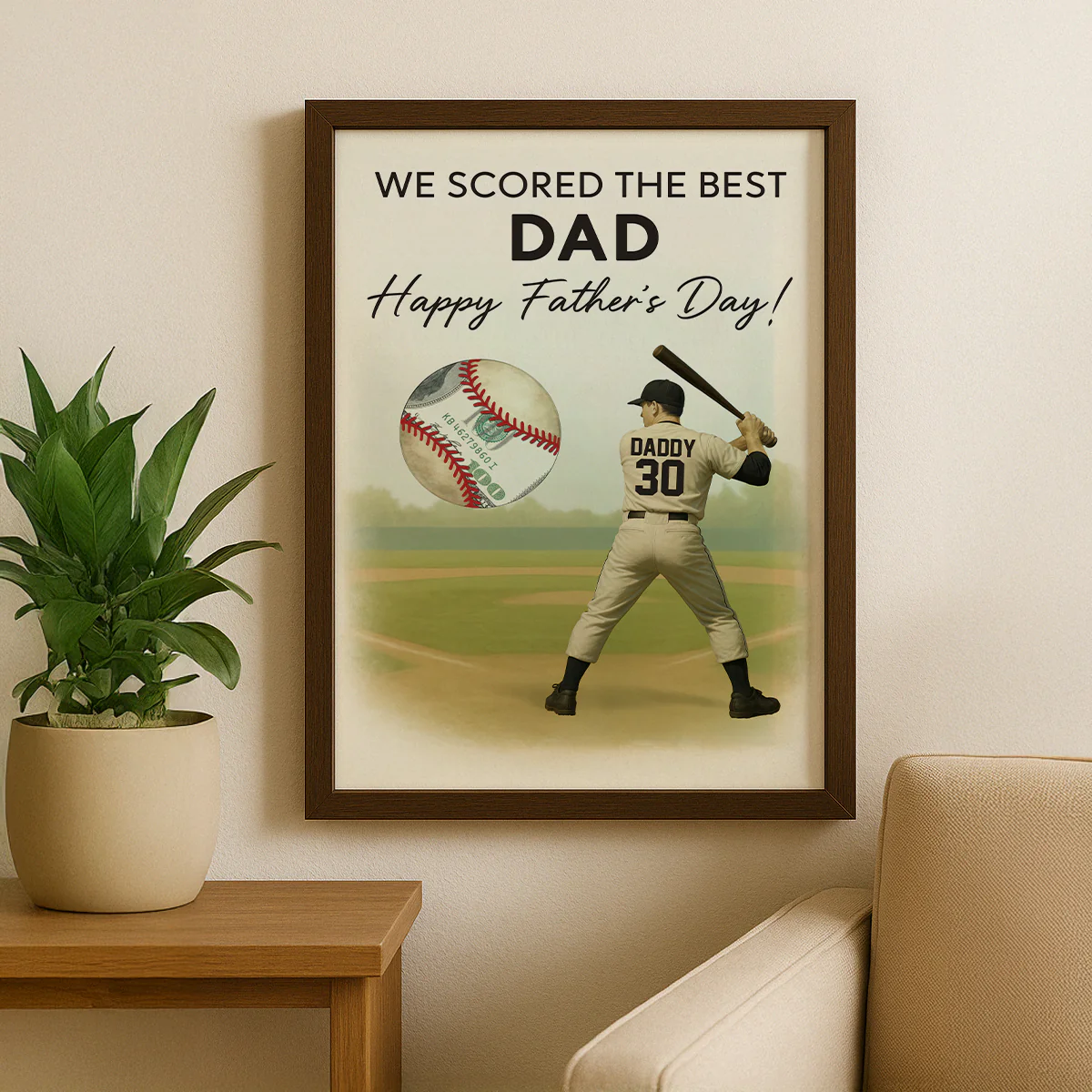 Baseball Dad Happy Father's Day Money Gift Personalized Poster, Gift for Dad, Gift for Husband - Image 5