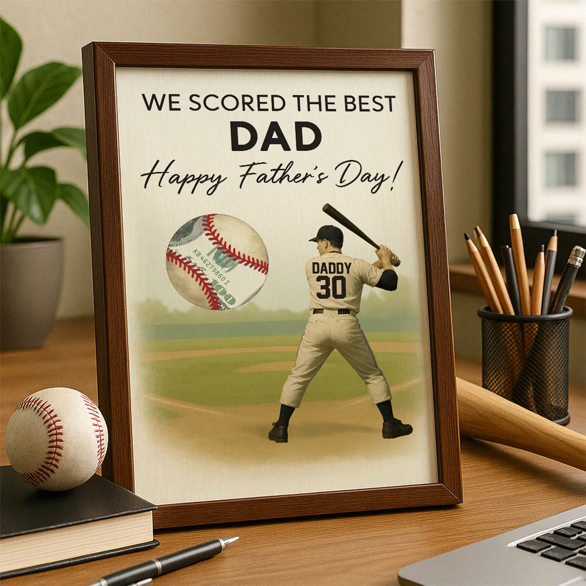 Baseball Dad Happy Father's Day Money Gift Personalized Poster, Gift for Dad, Gift for Husband - Image 6