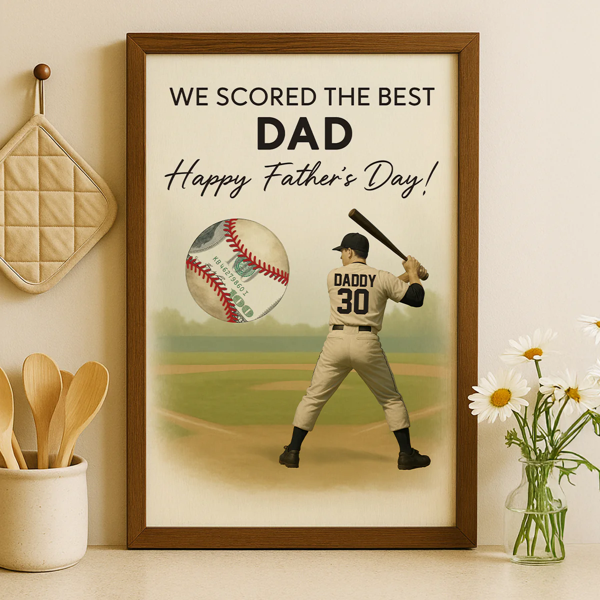 Baseball Dad Happy Father's Day Money Gift Personalized Poster, Gift for Dad, Gift for Husband - Image 7