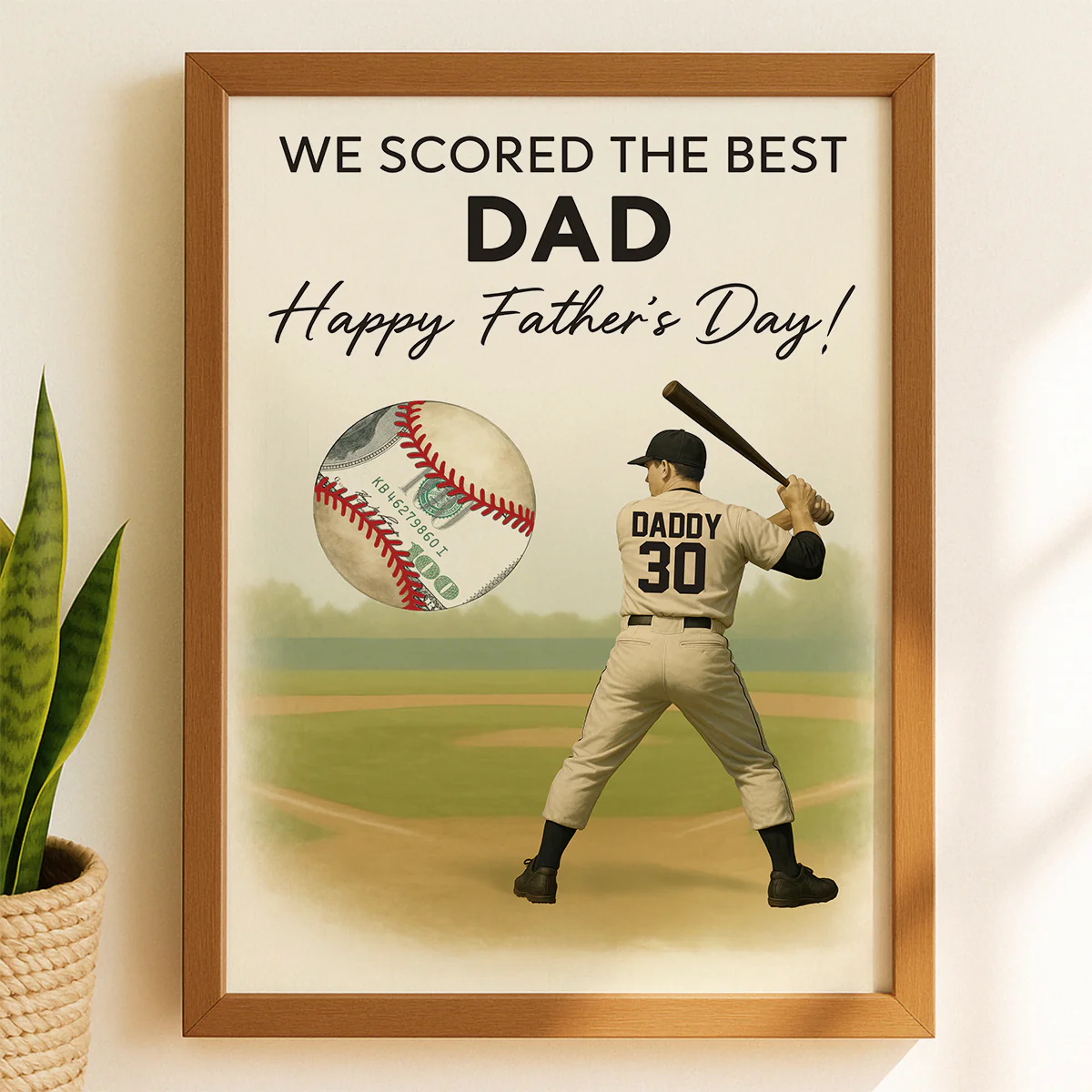 Baseball Dad Happy Father's Day Money Gift Personalized Poster, Gift for Dad, Gift for Husband - Image 8