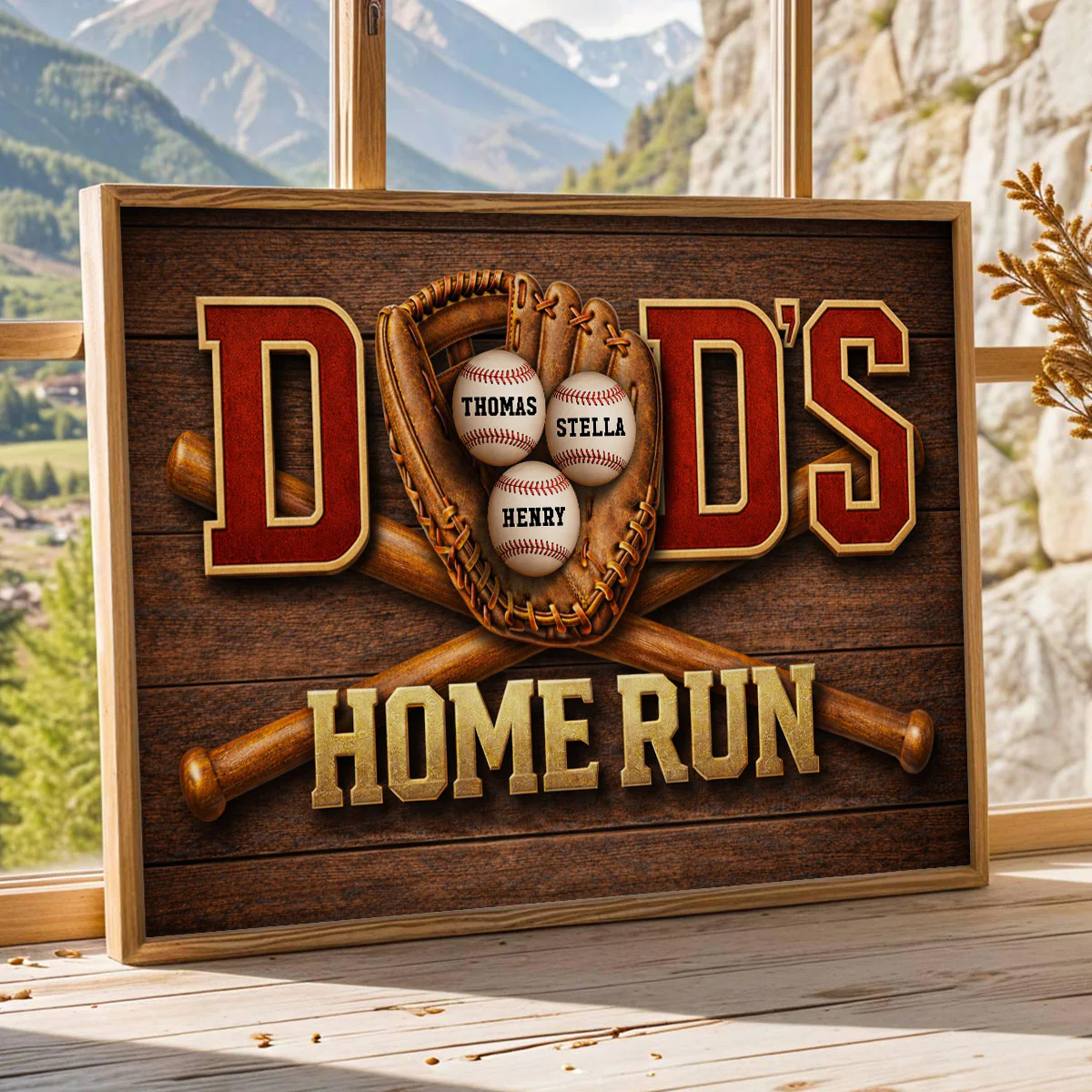 Baseball Dad Home Run - Personalized Poster - Father's Day Gift For Dad - Image 2