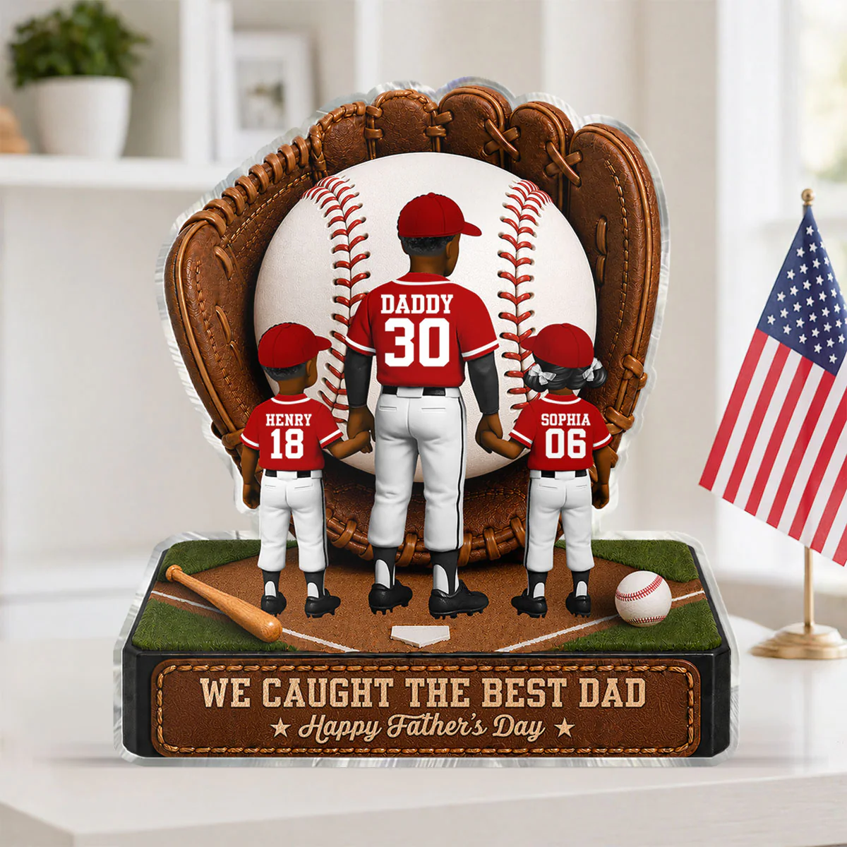 Baseball Dad Legend We Caught The Best Dad - Personalized Acrylic Block Plaque - Gift For Dad - Image 4