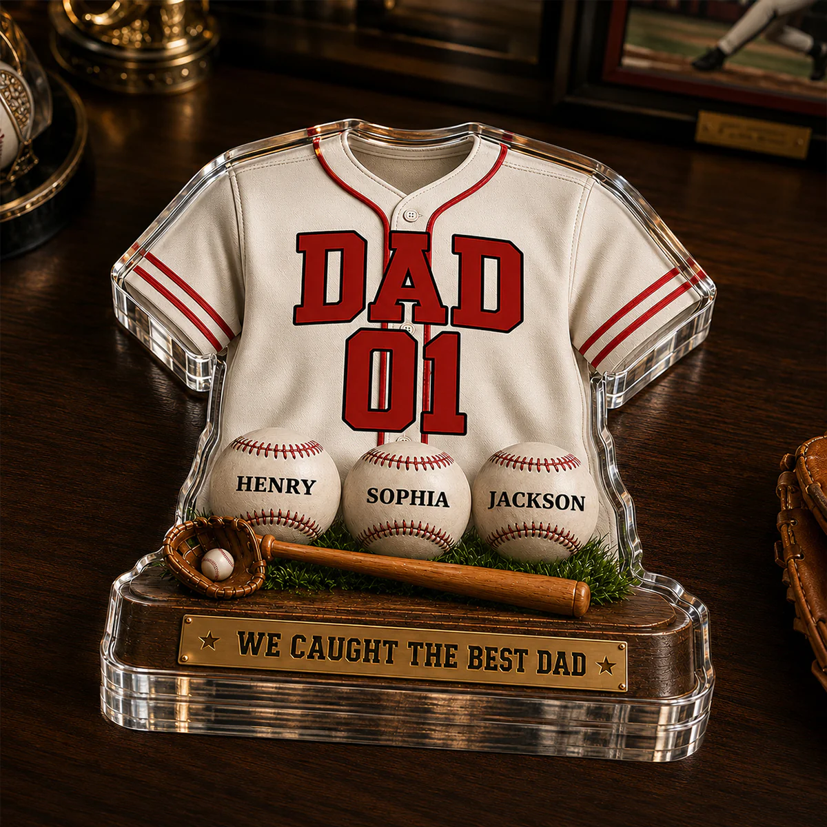 Baseball Dad Legend We Caught The Best Dad - Personalized Acrylic Block Plaque -  Gift For Dad, Husband - Image 5