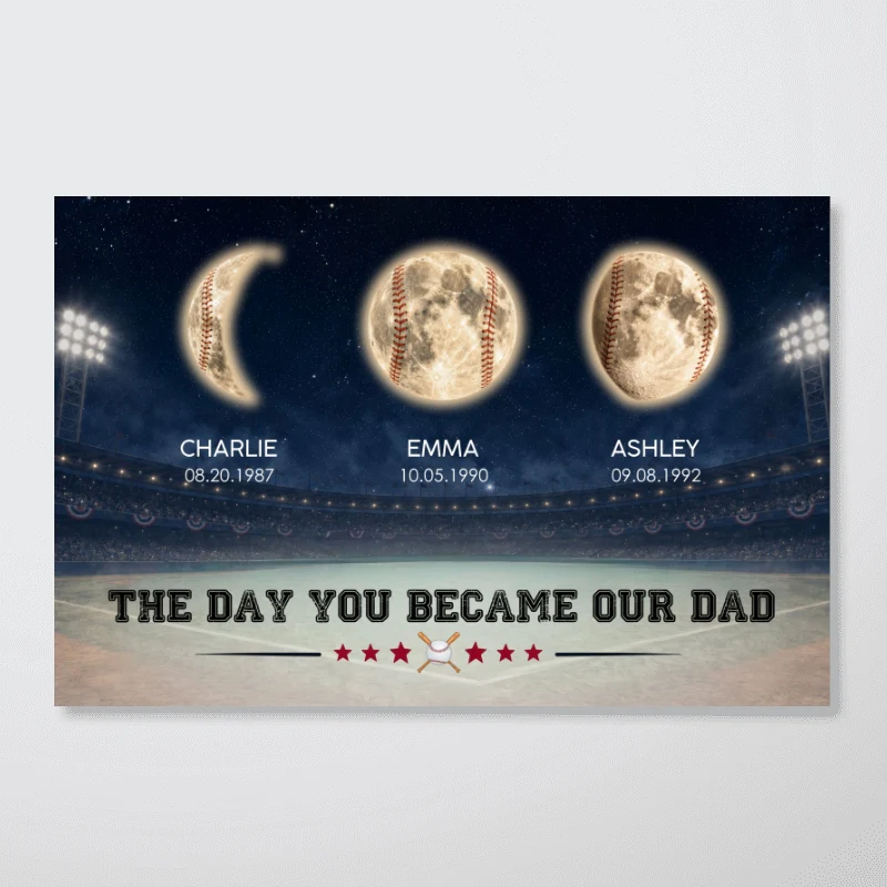 Baseball Dad Moon Phase - Personalized Poster - Father's Day gift for Dad - Image 11