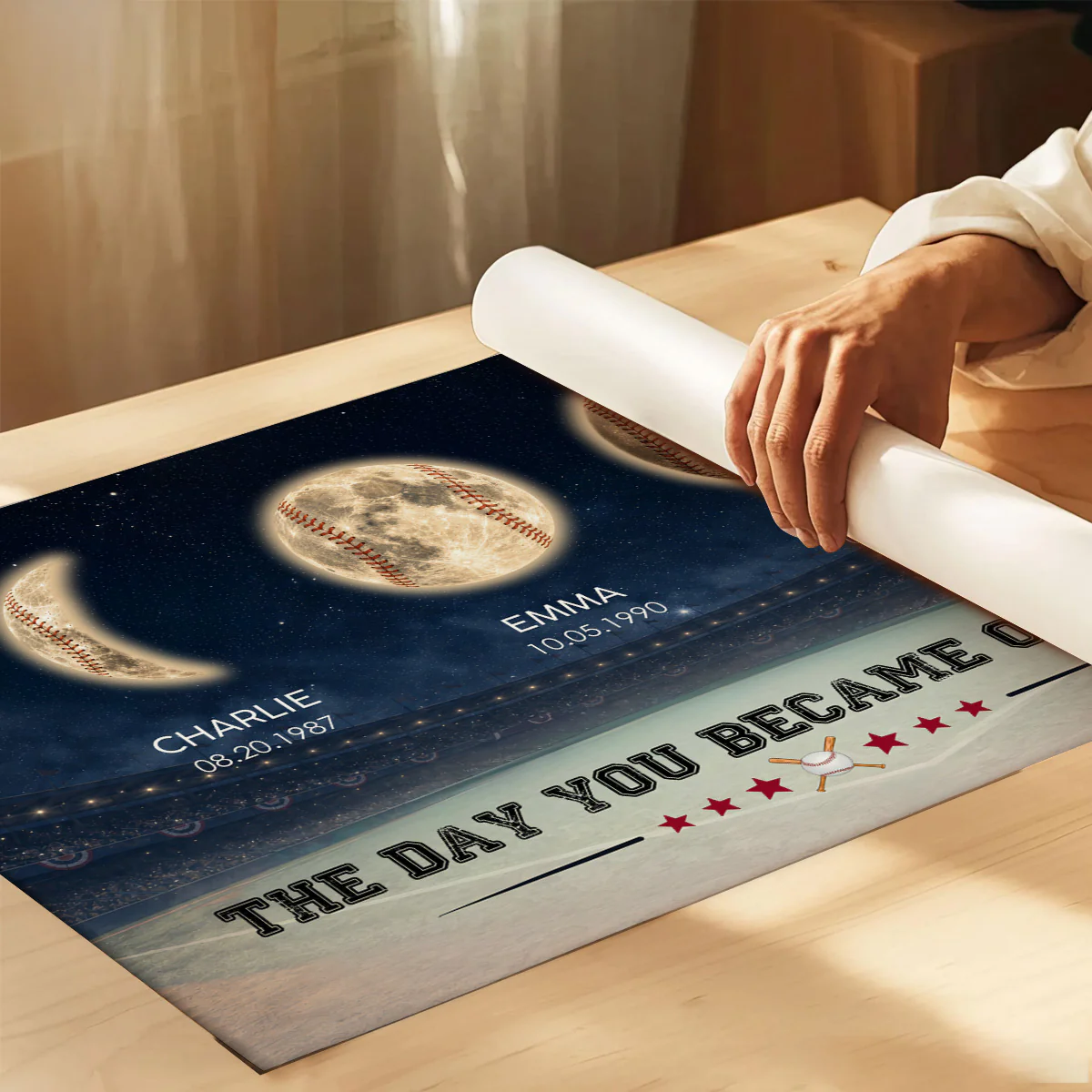 Baseball Dad Moon Phase - Personalized Poster - Father's Day gift for Dad - Image 3