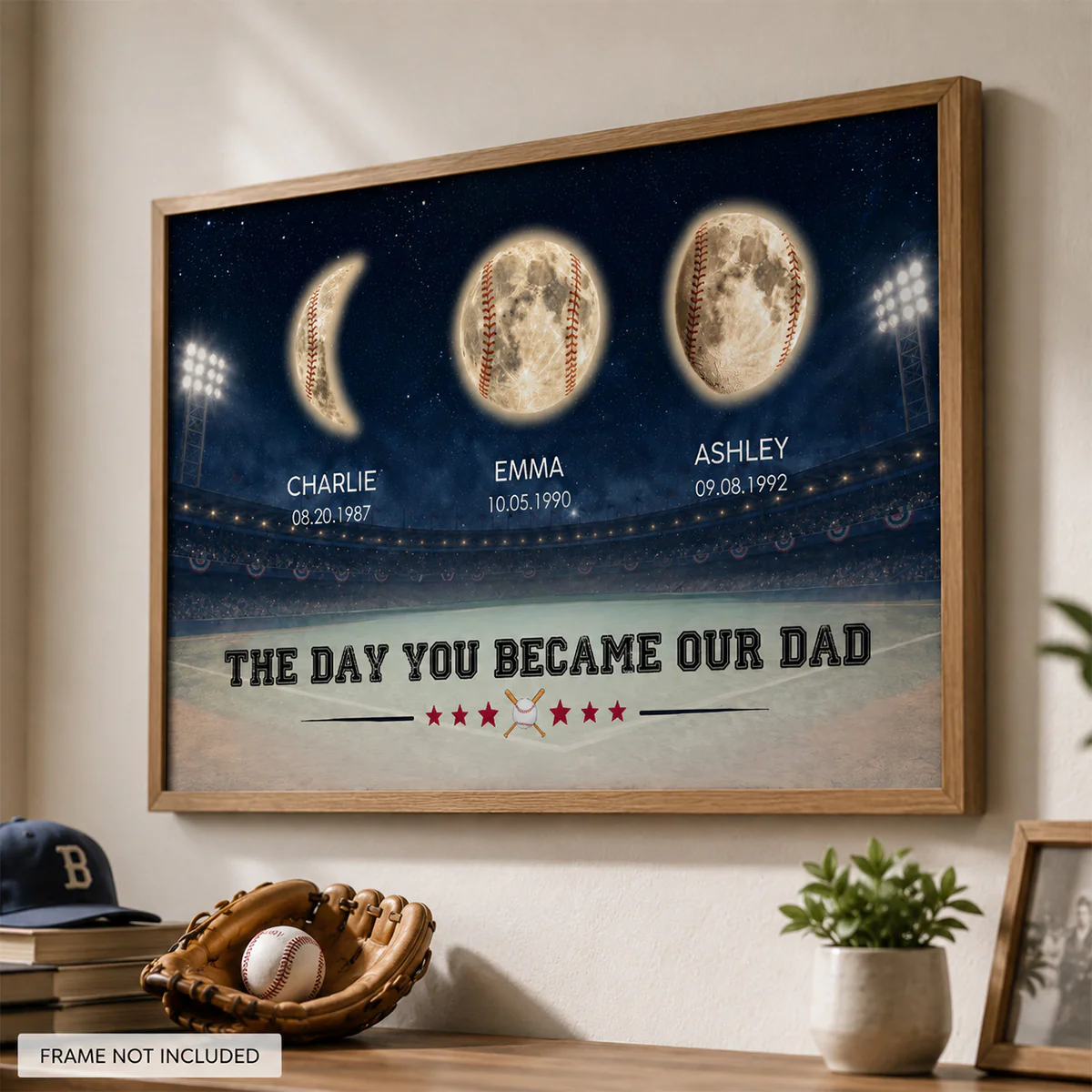 Baseball Dad Moon Phase - Personalized Poster - Father's Day gift for Dad - Image 4