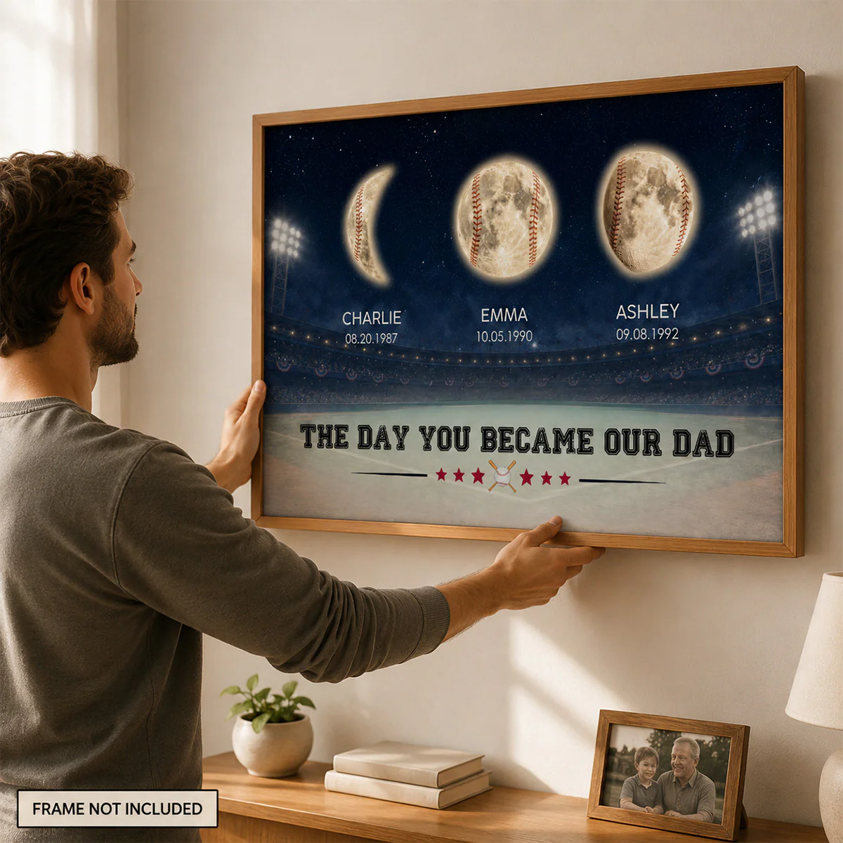 Baseball Dad Moon Phase - Personalized Poster - Father's Day gift for Dad - Image 6
