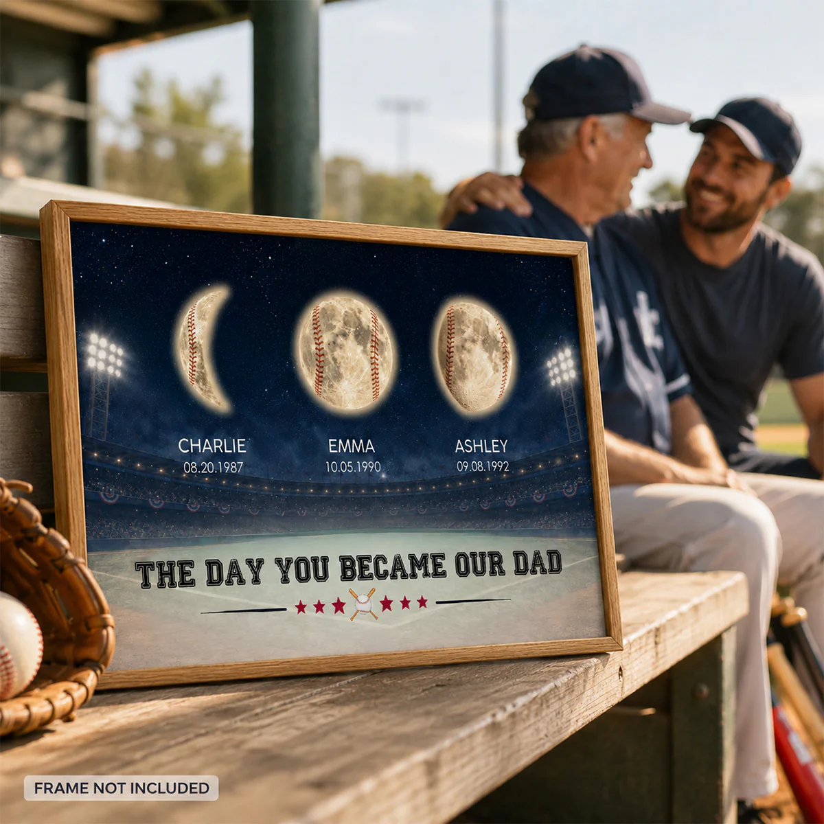 Baseball Dad Moon Phase - Personalized Poster - Father's Day gift for Dad - Image 9