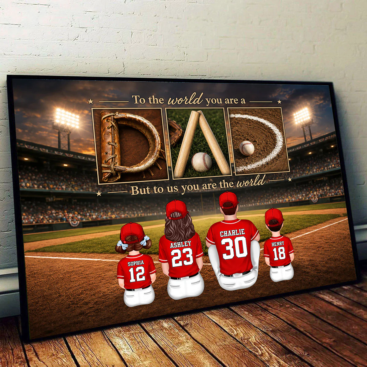 Baseball Dad to Us You Are the World - Personalized Poster - Father's Day Gift for Dad, Husband - Image 8