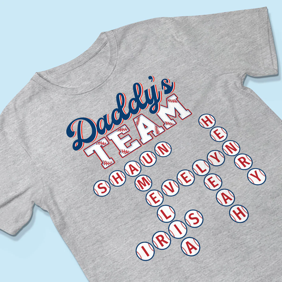 Baseball Daddy's Team Crossword Puzzle Art Personalized Shirt - Image 4