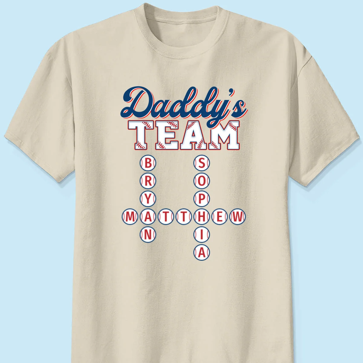 Baseball Daddy's Team Crossword Puzzle Art Personalized Shirt - Image 9