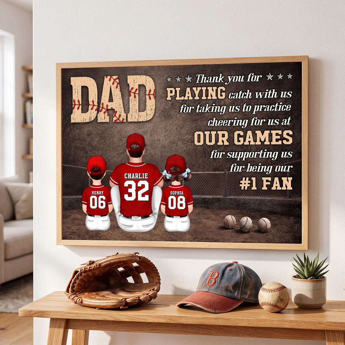 Baseball Dear Dad Thank You - Personalized Poster - Father's Day Gift For Baseball Dad, Husband - Image 7