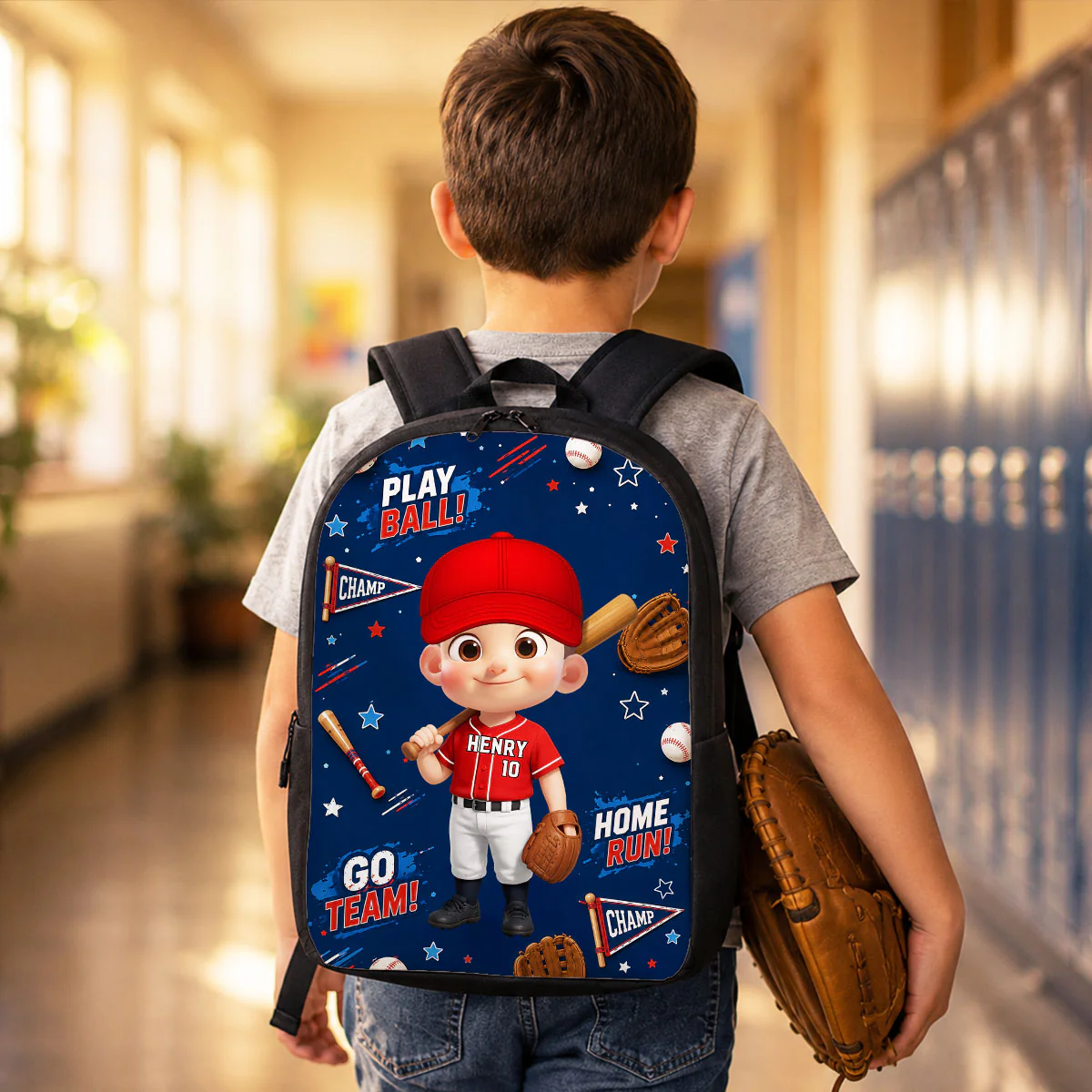Baseball Design for Boys Girls - Personalized Backpack - Back to School Backpack for Kids - Image 3