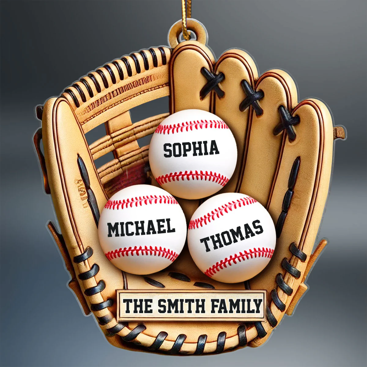 Baseball Family Glove 3D Effect Sport Lover Personalized Acrylic Ornament - Image 2