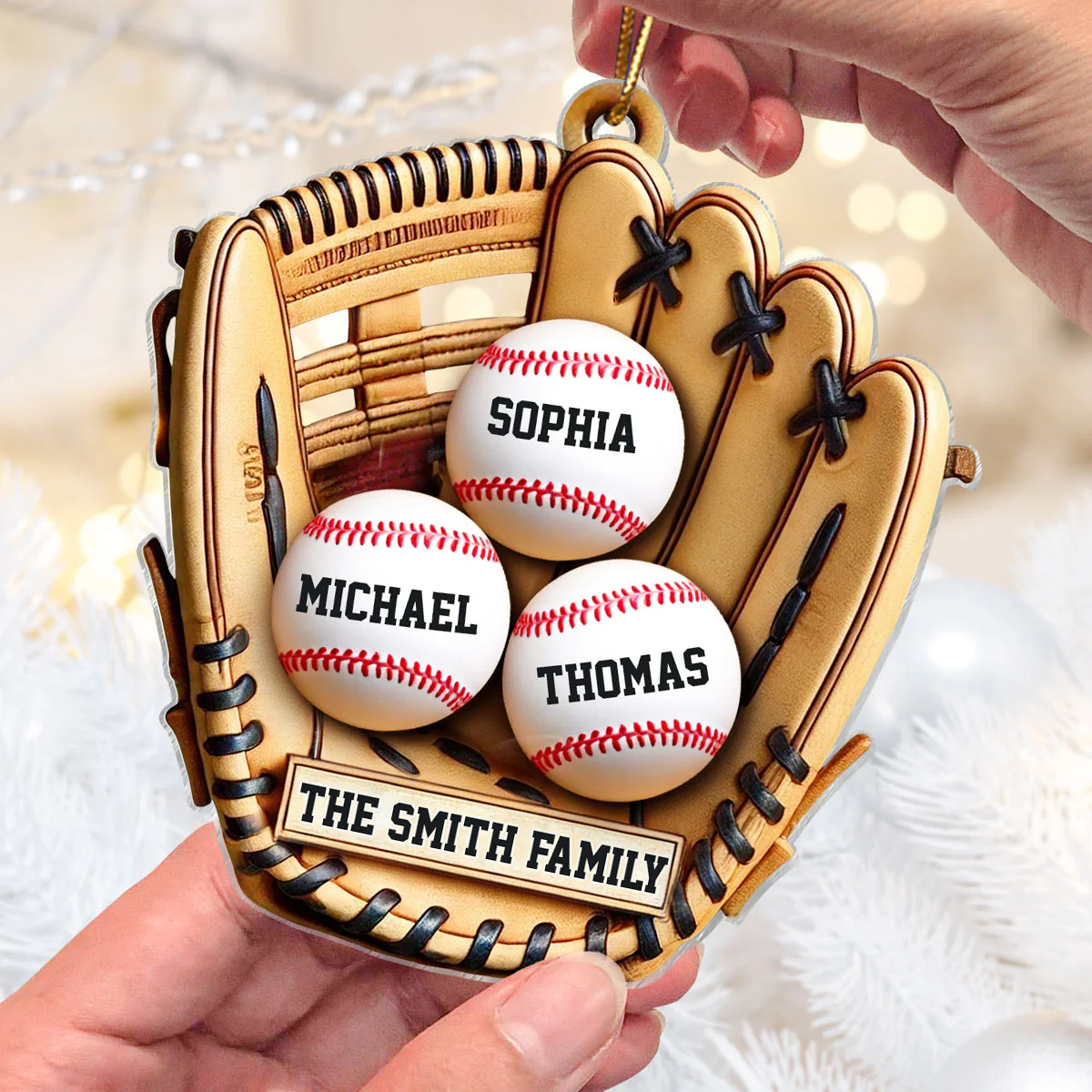 Baseball Family Glove 3D Effect Sport Lover Personalized Acrylic Ornament - Image 5