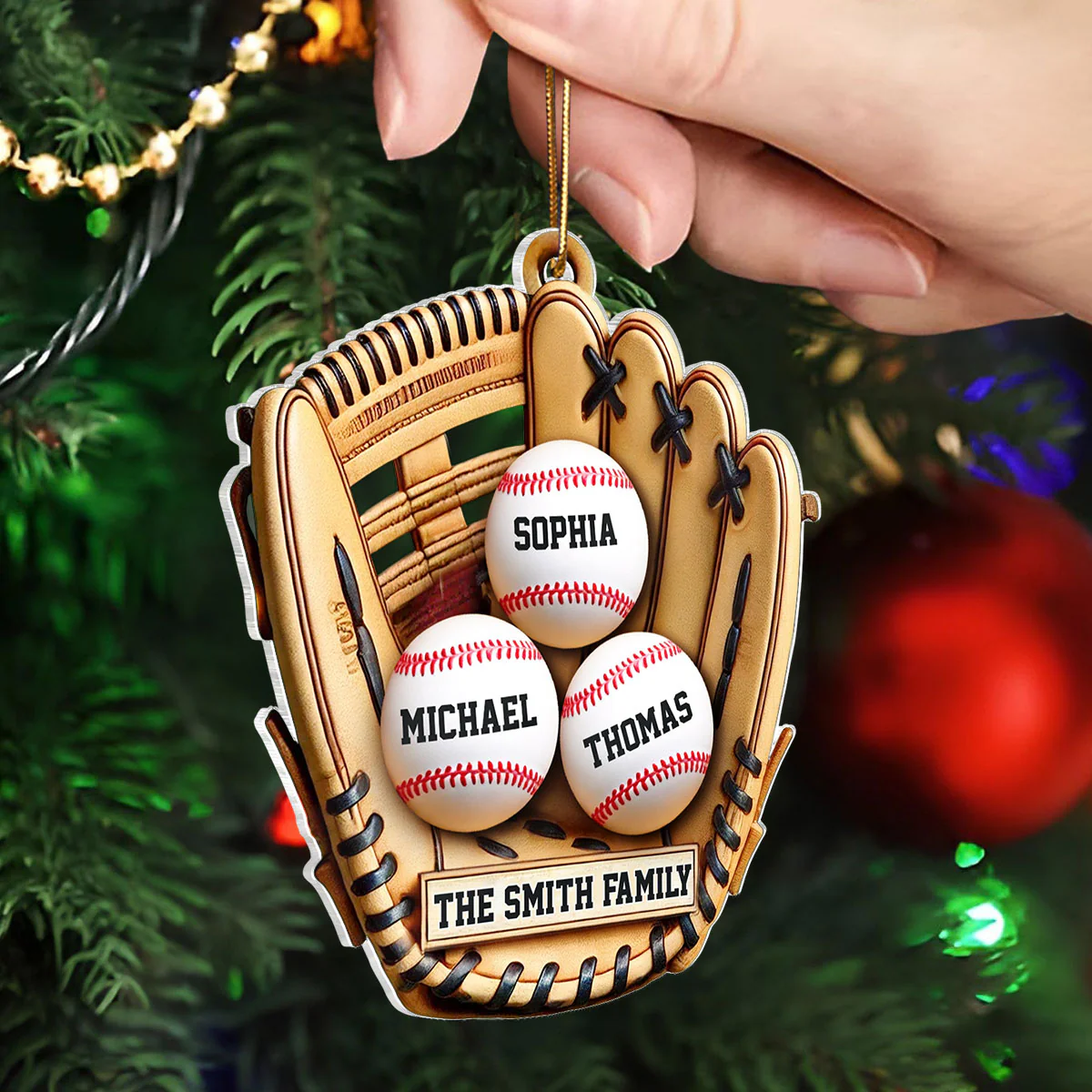 Baseball Family Glove 3D Effect Sport Lover Personalized Acrylic Ornament - Image 7