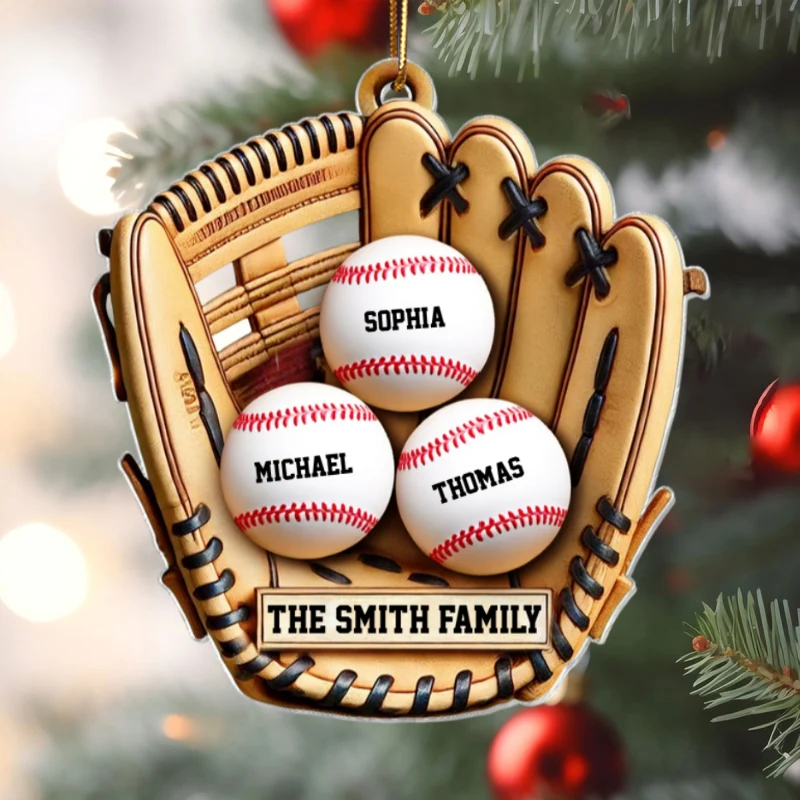 Baseball Family Glove 3D Effect Sport Lover Personalized Acrylic Ornament - Image 9