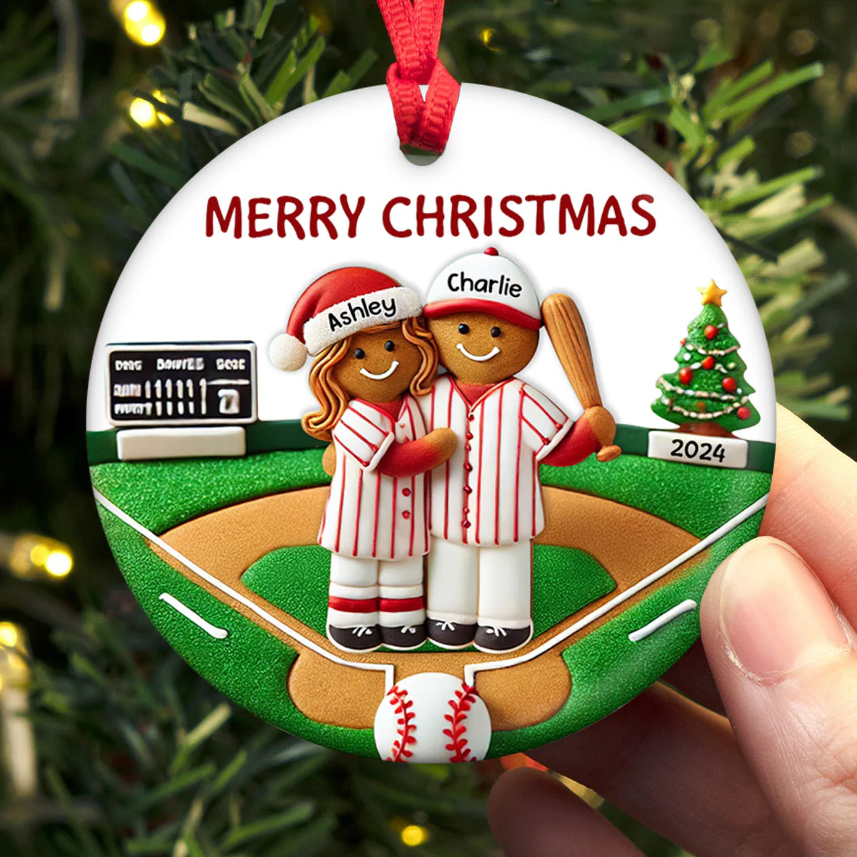 Baseball Family On The Field Sport Lover Personalized Ceramic Ornament - Image 3