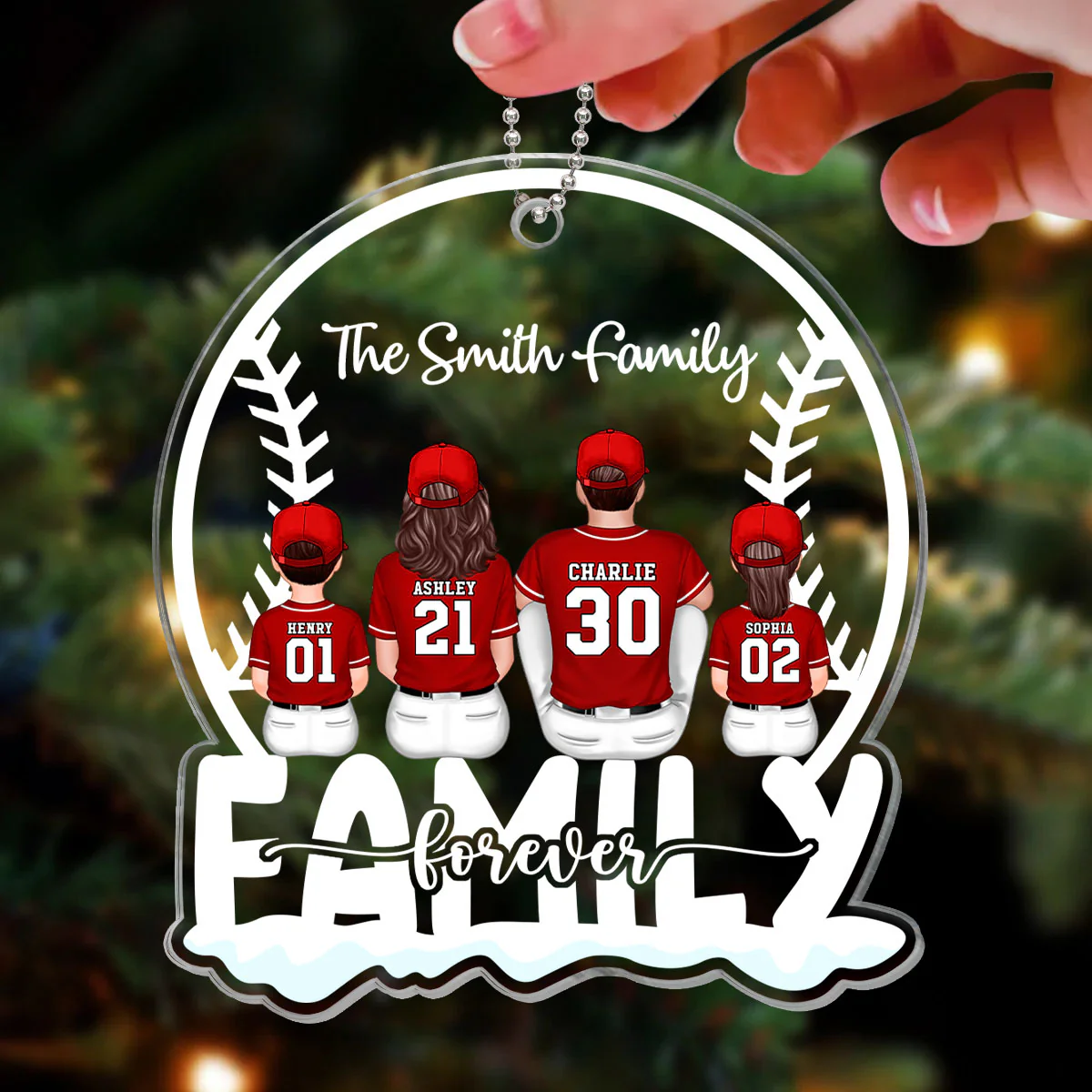 Baseball Family Team Personalized Christmas Acrylic Ornament - Image 3