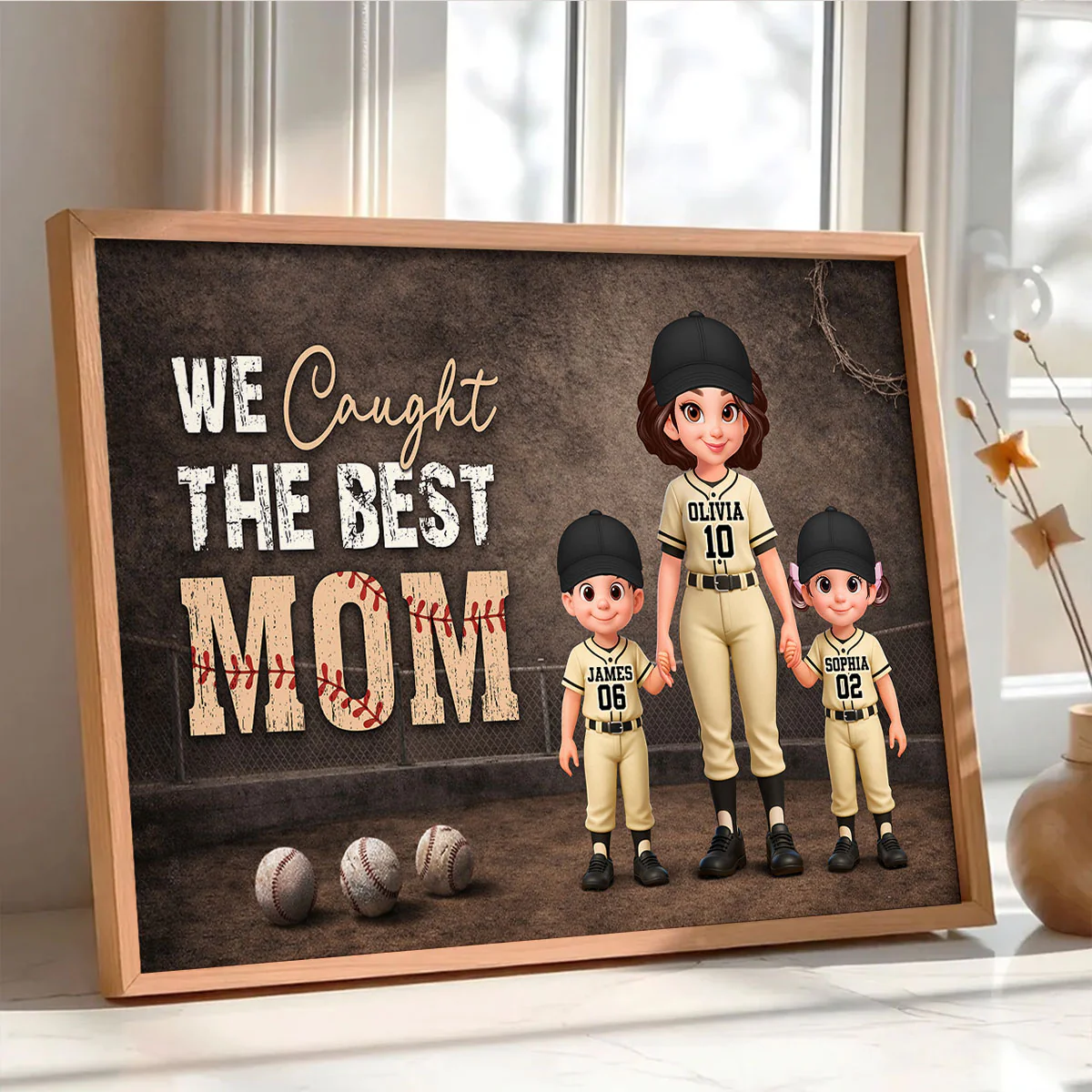 Baseball Field We Caught the Best Mom - Personalized Poster - Mother's Day Gift for Mom, Wife - Image 10