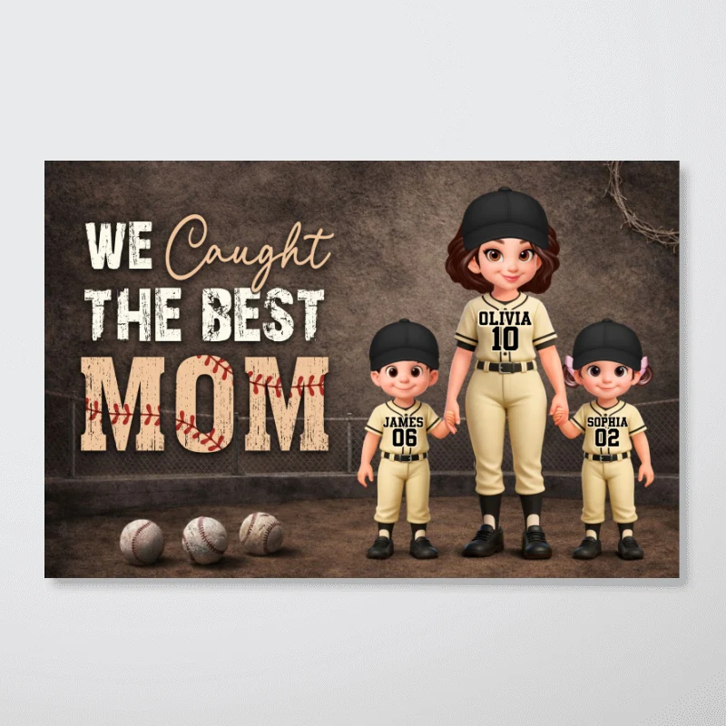 Baseball Field We Caught the Best Mom - Personalized Poster - Mother's Day Gift for Mom, Wife - Image 12
