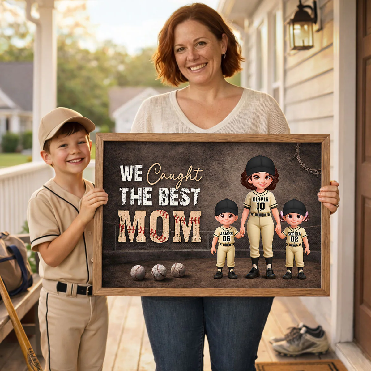 Baseball Field We Caught the Best Mom - Personalized Poster - Mother's Day Gift for Mom, Wife - Image 3