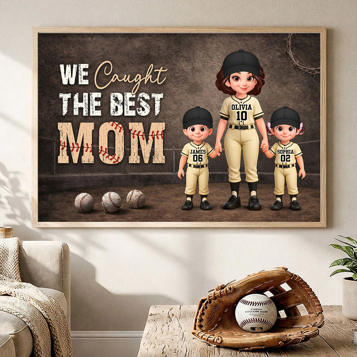Baseball Field We Caught the Best Mom - Personalized Poster - Mother's Day Gift for Mom, Wife - Image 4